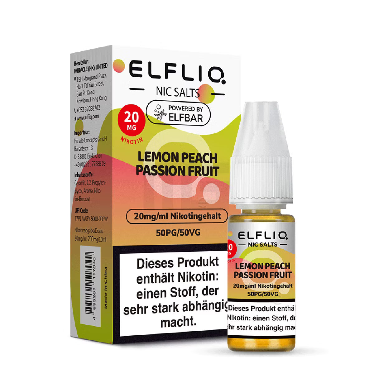 Elfbar - ElfLiq - 20ml - Lemon Peach Passionfruit | Nikotinsalz-Stärke : 20mg