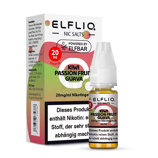 Elfbar - ElfLiq - 10ml - Kiwi Passion Fruit Guava | Nikotinsalz-Stärke : 20mg